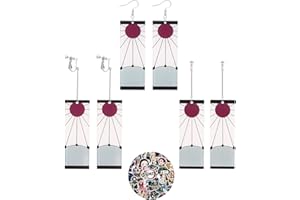 PPX 3 pary kolczyków Hanafuda z akrylu, kolczyki anime, akcesoria na Halloween z 10 naklejkami, inny