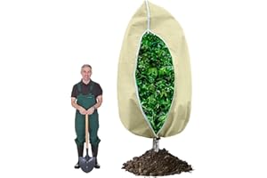 QINFEN YUNDOU Cappuccio Protezione Piante, Telo Protezione Piante, Sacco di Protezione Invernale per Piante, Piante in Vaso, Tessuto Non Tessuto per Piante 70 g/m² con Coulisse e Cerniera, 200 x 240cm