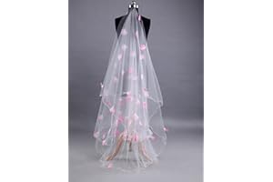 ZUMUII Butterme 1 Tier 3M fiore rosa fiammifero matita bordo della cattedrale della cattedrale cappella lunga nuziale velati