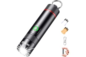 Blukar 2026 Gen 2 Mini Ficklampa Uppladdningsbar,Ficklampor med 8 Ljuslägen | EDC Ficklampor med 2 Färger, Minnesfunktion, Vattentät, Bärbar Ficklampa för Daglig Användning, Nödljus (Nyckelring ingår)