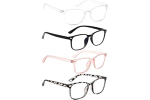 QhgPnt 4 Pack Kids Blue Light Glasses, Fashion Glasses for Boys and Girls, Screen Protection for Online Classes and Gaming, Black Clear Pink White Frames