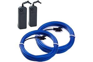 El Wire Blue,Sunboia Neon Light Battery Powered Electroluminescent Wire Glowing Strobing Decorative Light for Christmas,Blacklight Run, Easter, Halloween DIY-2x5m
