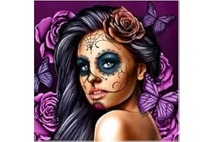 DCIDBEI Square Painting Diamonds Kit de Broderie Diamant Carrée Le Crâne et de Broderie au Point de Croix pour Adultes Peinture par Numéros pour Enfants Bâton en Résine Décoration Murale 30 x 30 cm