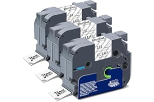 3X XemaX Label Tape Compatible for Brother Label Printer Tape Clear 24mm TZe-151 TZ-151 Black on Transparent Tape Cassette for Brother P-Touch Labeler PT-P750W D600 E500 E550W H500 P710BT P900 P950W