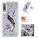 Produktbild HopMore Silikon 3D Glitzer Hülle für Samsung Galaxy A7 2018 Flüssig Transparent Muster Kreativ Schutzhülle Durchsichtig Handyhülle Silikonhülle Stoßfest Gummi Case Cover Slim Bumper - Schwarze Feder