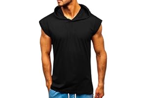 AmyGline Herren Sommer Hoodie Weste Muskelshirt Bodybuilding Ärmelloses T-Shirt Männer Gyms Muscle Shirts Tops Trainingsweste Schnell trocknend