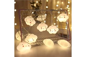 NIWWIN Bébé enfants mignon lampe chambre couloir décor petite veilleuse Halloween noël vacances chaîne lumières 10LED avec batterie alimenté partie salle de classe salle à manger (Nuage)