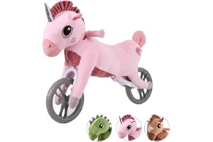 Y-VOLUTION Yvolution My Buddy Wheels Dino Unicorn Horse Balance Bike with Plush Toy | Training Bicycle Ride on Toy for Toddlers Age 2 Years + Boys Girls (Unicorn)