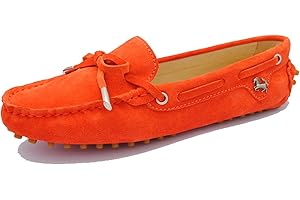 MINITOO Chaussures de Conduite Décontractées pour Femme avec Nœud en Daim Loafers Mocassins Chaussures de Bateau YB9602