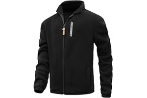MeiLayM Giacca in Pile Uomo con Zip Integrale Giacca All'aperto Sport Giacca Stand-up Collare Giacca Casual Interno in Pile Caldo Giacca con Tasche con Cerniera