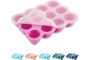 BTRFE Récipient de stockage d'aliments pour bébé, plateau de congélation en silicone de qualité alimentaire, les purées de fruits, les légumes et le lait maternel (rose)