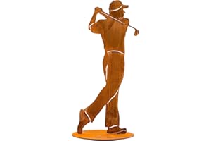 Rostikal Figurka gracza w golfa 40 cm dekoracja ogrodowa rdza golf figurka dekoracyjna golf dekoracja salon