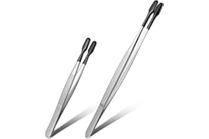 BREMOROU 2 Pcs Rubber Tipped Tweezers Craft Tweezers Forceps Silicone Coated Soft Tweezer Contact For Soft Contacts Non Marring Flat Tip Hobby Craft Tools Jewelry Coin Stamp Tongs For Stamps Coins Crafts Beads