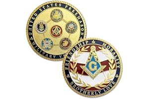 YIQILAFADA Pièce de monnaie maçonnique franc-maçon des États-Unis – Conçue pour les vétérans militaires