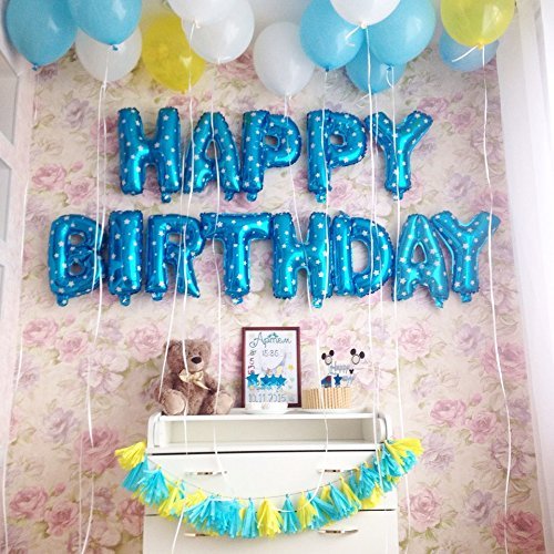 Rozi Decoration Happy Birthday Foil Toy Balloon, Blue (Pack of 13 Letters)