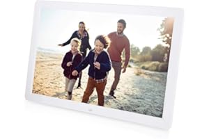 TOSUNY Cornice digitale, cornice digitale 17 pollici 1440 * 900HD sveglia giocatore album album telecomando cornice digitale senza fili cornice Fhoto(bianca)