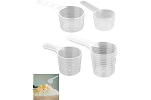 Rumayee 4 st mätskedar, tvättmedel doseringshjälp | 4 st genomskinliga återanvändbara pulverskopor 100 ml, 70 ml, 50 ml, 40 ml för protein tvätt pulver mjöl kaffe och kök