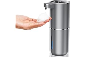 Fantictas Dozownik mydła, automatyczne mocowanie ścienne z czujnikiem podczerwieni, 380 ml, elektryczny dozownik mydła, bez wiercenia, ładowanie przez USB, wodoszczelność IPX5, do łazienki, toalety,