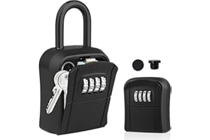 Diyife Key Safe - Weatherproof Portable Lock Box With 5 Keys Capacity, Removable Shackle for Hanging & Wall Mounting, 4-Digit Combination Storage for House