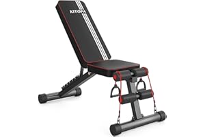 Kitopa Adjustable Weight Bench, 660LBS Foldable Bench Press for Full Body Workout，Incline Decline Flat Multi-Purpose Workout Bench for Home Gym，3 Sec Quick Folding