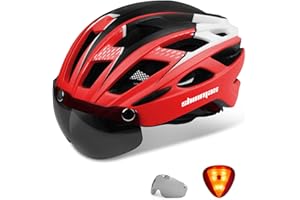 ‎SHINMAX Shinmax Fahrradhelm Herren Damen Fahrradhelm mit Visier Magnetische Abnehmbarer Schutzbrille Fahrradhelme mit Licht für Erwachsene Radhelm Einstellbarer Atmungsaktiv Sicherheitsschutz MTB Helm