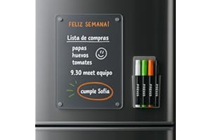 PREVIS Pizarra Magnetica Nevera Transparente Minimalista y Estilosa A4 para Anotar Tareas, Menú, Lista Compra con 4 Rotuladores de Colores Vivos y Soporte Imantado - Board Iman Nevera para Organizar