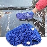 Microfiber Glove , Topist Car Wash Mitt/Chenille Mitt Gloves /Premium Quality Cleaning Cloth for Car Cleaning & Auto Detailing .(Pack of 2) (blue)