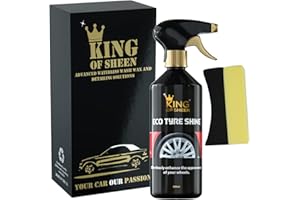 King of Sheen Eco Tyre Shine,Tyre Black and Applicator Sponge, Effortlessly Enhance the Appearance of your Wheels, 500ml