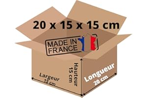 PARIS STOCK Carton d'expedition Simple Cannelure 20 x 15 x 15 cm Pour vos Petits Envois (50)