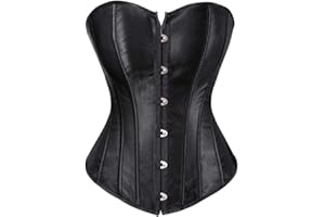 Kelvry Women's Plus Size Gothic Lingerie Satin Lace up Boned Overbust Corsets Shapewear Outfit