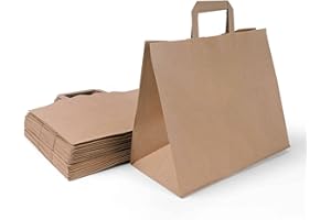 Inoverse 250 Borse in Carta Kraft con Manici, 26+17x25 cm Sacchetti Regalo, Shopper Piccoli Marroni, Busta di Carta Ecologica per Regali o Commercio