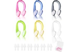 Raheem 18Pcs Swimming Nose Clips & Ear Plugs for Kids & Adults, Reusable Silicone Nose Plugs Set for Beginners to Professionals, Multicolor