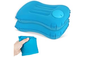 DINGBIU 2 Pack Inflatable Pillows for Camping, Ultralight Travel Pillow for Adults Kids, Push-to-Air Inflatable Beach Pillows Ergonomic Air Pillow for Neck & Lumbar Support for Hiking, Camping, Traveling