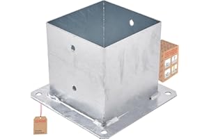 TRIBECCO® Casquillo atornillable para postes de madera cuadrados, galvanizado en caliente, 140 x 140 mm, casquillo de suelo, soporte para vallas, placa de suelo, fijación