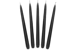 PartyDeco Świeca Stożkowa Zestaw Świec Stożkowych Czarne Dekoracja Stołu Świeca Długa na Wesela Urodziny Boże Narodzenie Świecznik Dekoracyjna Świeca