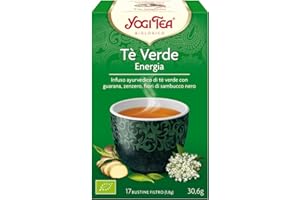 Yogi Tea - Té Verde Energía, Infusión Ayurvédica de Té Verde con Guaraná, Jengibre y Flores de Saúco - 17 Bolsitas, 30,6g
