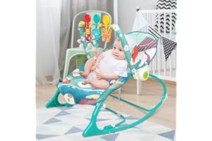 XDAILUYYDS Baby Wippe mit Beruhigenden Vibrationen, Babyschaukel Elektrisch mit Liegefunktion, 3-Punkte-Gurt Sitz, Babywiege Kuscheltierbügel und Spieluhr. (Blau)