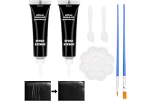 ZYNERY 2 Pcs Pâte Réparatrice Cuir, Kit Reparation Cuir, Kit Rénovation Cuir, Réparation Cuir avec Pinceau et Palette, pour Restaurer Meubles, Canapés, Sièges de Voiture, Vêtements en Cuir (Noir)