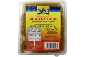 JALPUR Natco - Jaggery Gor - Panela - Azúcar natural de caña sin refinar - 1 kg