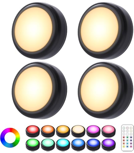 6 Luci LED Armadio Con Telecomando - 13 Colori, Luminosità Regolabile, Timer, Con Adesivi - Foto 2