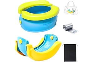 RIVERMUM® Vasino Portatile per Bambini da Viaggio,WC Portatile Bambini,Vasino Bambini Portatile Pieghevole,Perfetto per Viaggi e Allenamento a Casa,20 Sacchetti e Calendario di Ricompense (BLU)