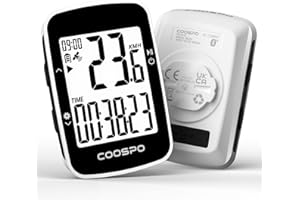 COOSPO BC26 Compteur Velo sans Fil GPS, Bluetooth 5.0 Ordinateur Vélo GPS Kilométrique Odomètre, Écran LCD rétroéclairé de 2.3 Pouces Compatible avec Strava, Route et VTT