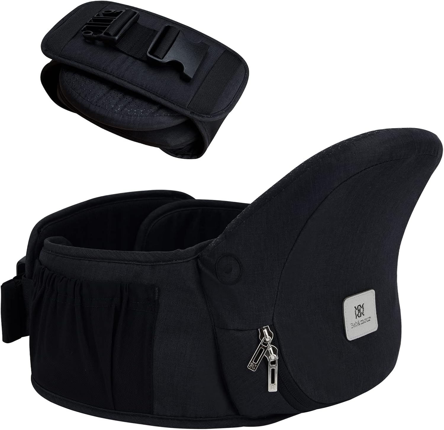 Bebamour Baby Carrier Hip Seat 0-36 Months Lightweight 3 in 1 Baby Carrier Newborn to Toddler HipSeat (with Waist Extender, Fold Series, Black)