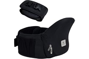 Bebamour Baby Carrier Hip Seat 0-36 Months Lightweight 3 in 1 Baby Carrier Newborn to Toddler HipSeat (with Waist Extender, Fold Series, Black)