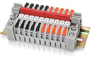 WJUAN Bornier Rail Din, Din Connecteur Electrique Rapide, 10 Pièces, Gris, Bornier Bloc, Plage de Connexion 0,5-2,5 mm², Pince pour Rail Din, pour Câblage et Conversion Circuit