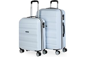 ITACA - Set of 2 Rigid Travel suitcases 4 Wheels Trolley 55/67/77 cm abs. Resistant and Lightweight. Luggage. Small Cabin Approved and Medium. t71615, White