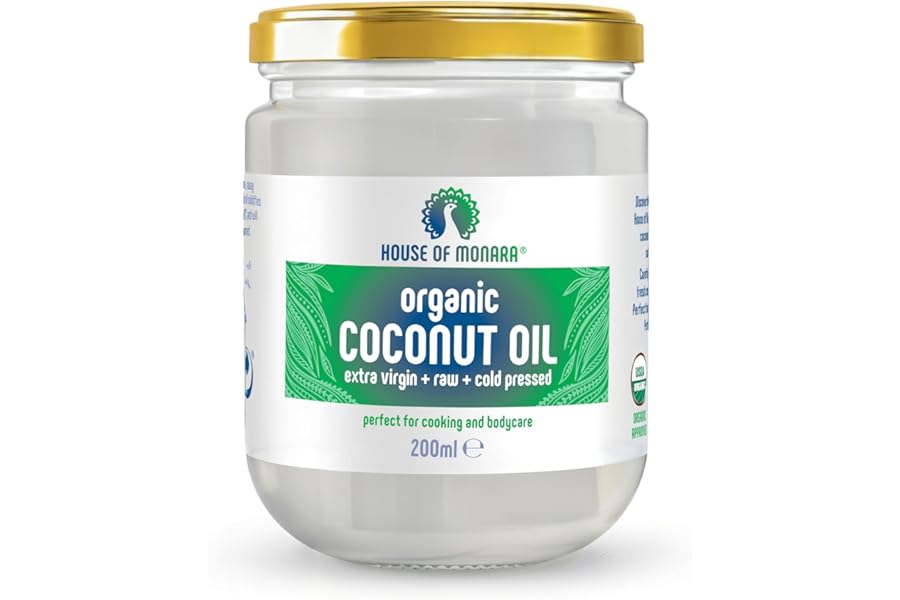 House of Monara Organic Extra Virgin Coconut Oil Pure, Raw and Cold Pressed 200 ml