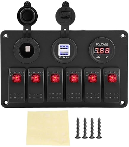 CT-CARID 8 Bende Schakelpaneel 12V, Boot Schakelpaneel 8 Bende met Overbelasting Bescherming Circuit Breakers voor Auto Boot Marine RV Truck Camper Voertuigen Rood
