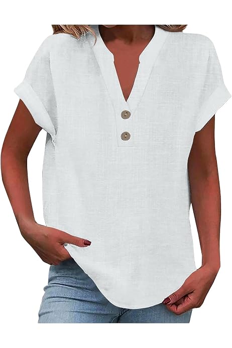 T-Shirt Femme Été Imprimé - Col Rond Manches Courtes - Léger Et Décontracté - Polycoton