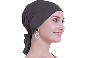osvyo Bambusowa chustka na głowę dla kobiet po chemioterapii, wypadanie włosów, nowotwór, wsuwane nakrycie głowy, turbany, kapelusze, czapki, uszczelnione opakowanie, Bambus ciemnoszary, Rozmiar uniwersalny